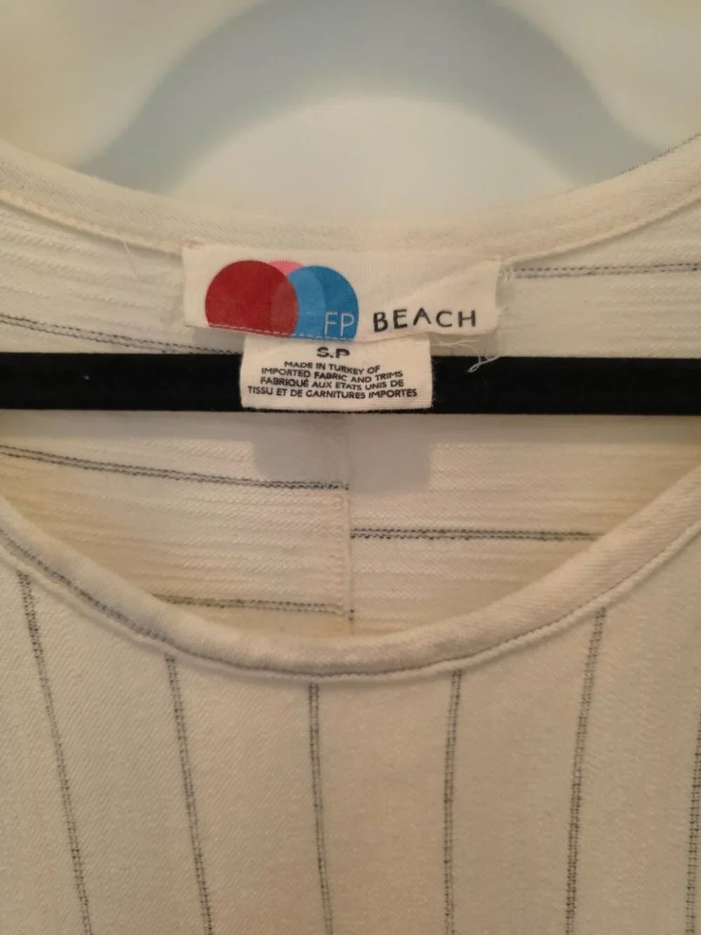 FP Beach April Cream Boho Striped Ruffle Hem Long Sleeve Tunic Mini Dress Sz S - Picture 7 of 10